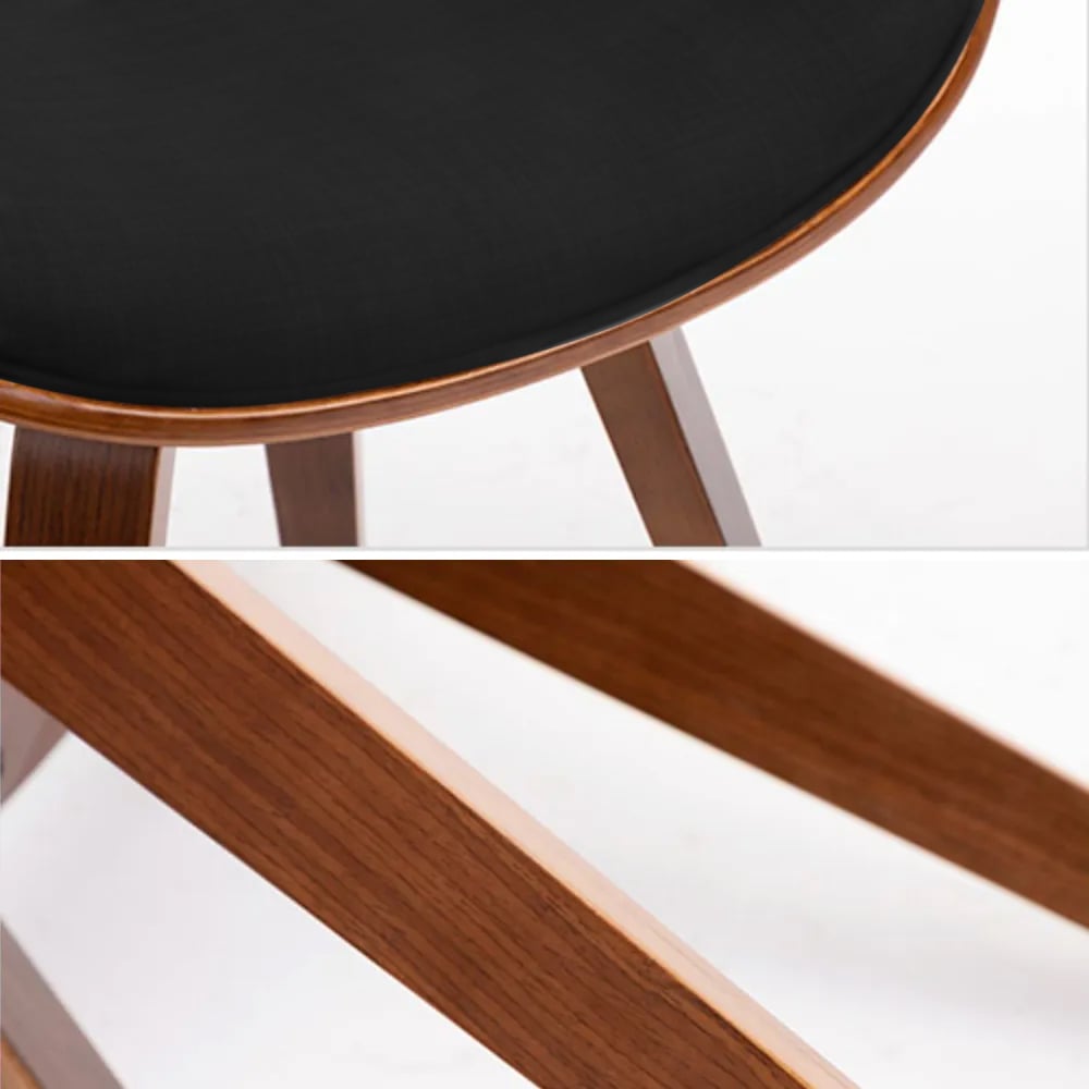 Modern Black Wood Chair Cotton & Linen Upholstered Dining Chair window image