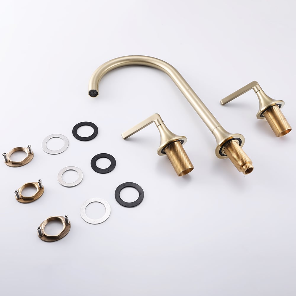 Aerated Spout 3-Hole Bathroom Basin Tap Stainless Steel window image