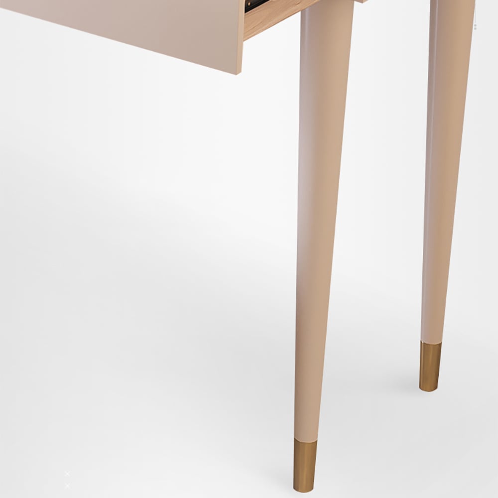 Off-white Makeup Vanity Set Dressing Table with Lighted Mirror Cabinet & Stool Included window image