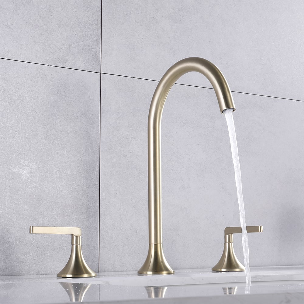 Aerated Spout 3-Hole Bathroom Basin Tap Stainless Steel window image