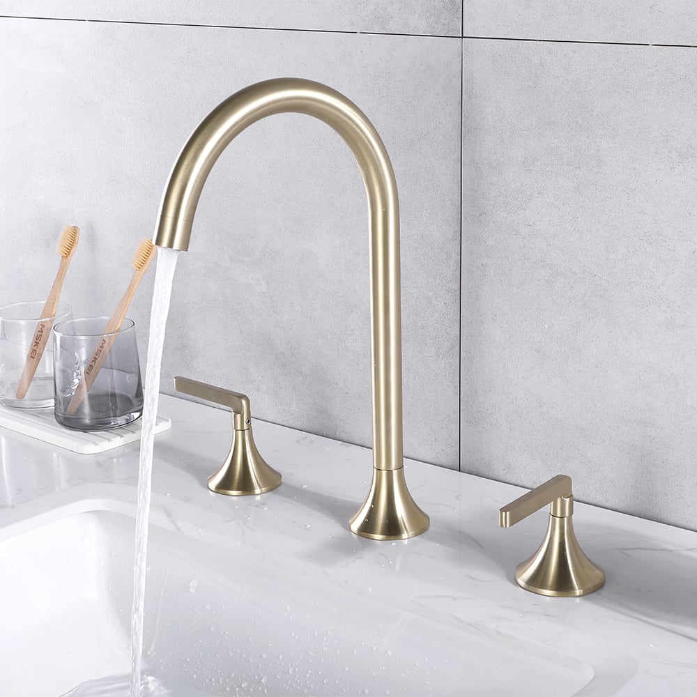 Aerated Spout 3-Hole Bathroom Basin Tap Stainless Steel window image