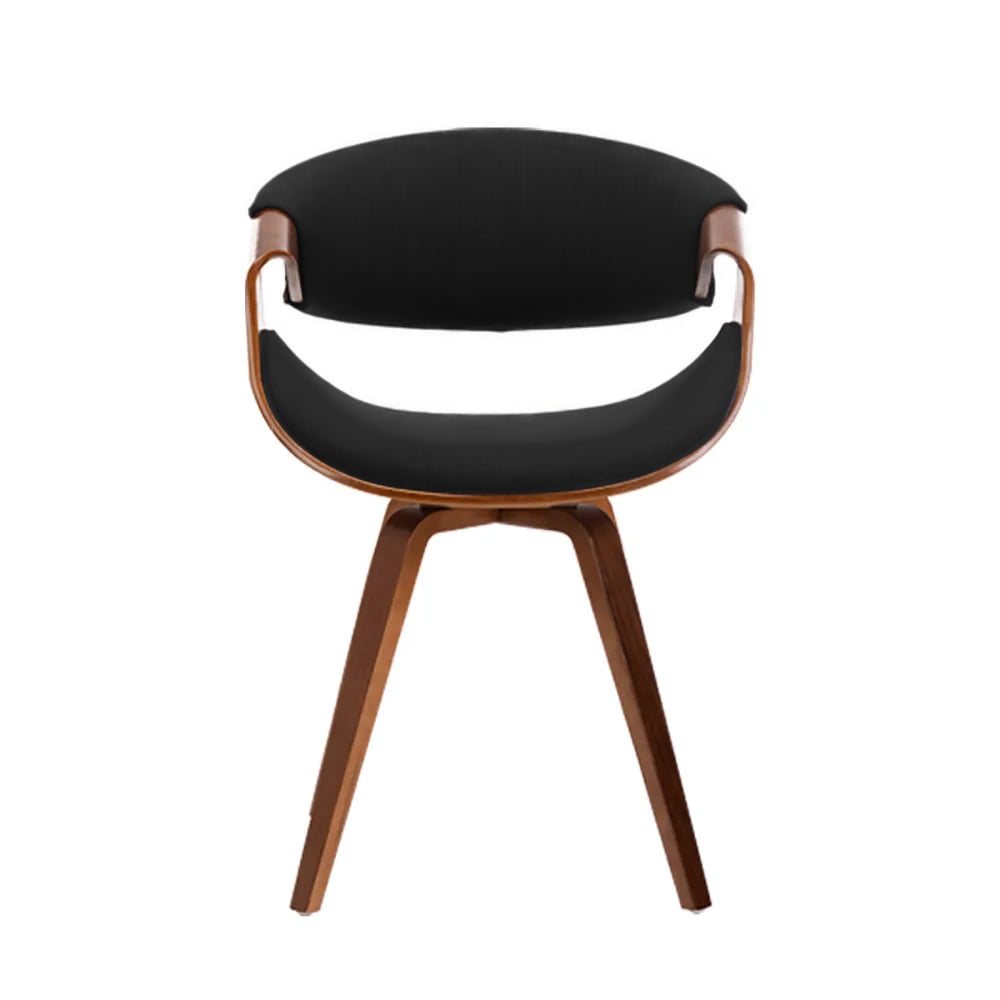 Modern Black Wood Chair Cotton & Linen Upholstered Dining Chair window image