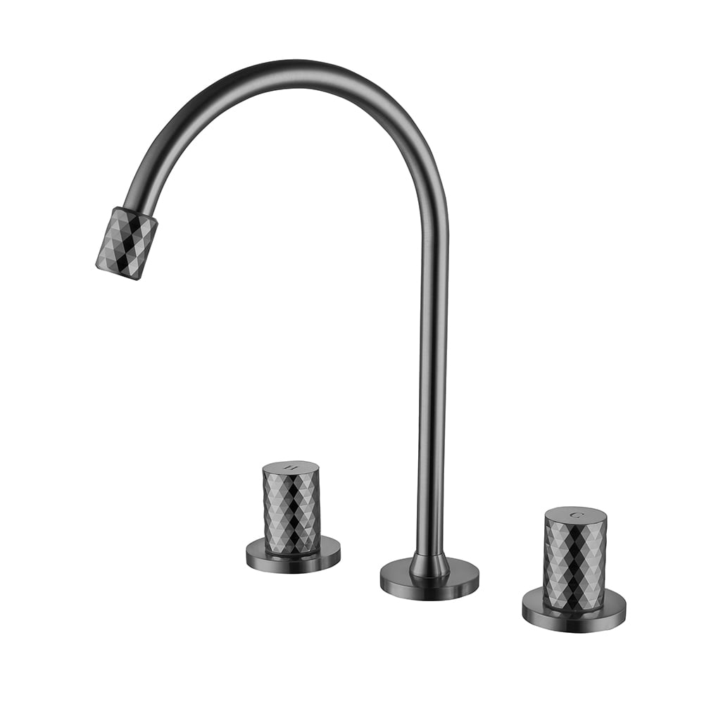 Aerated Spout 3-Hole Bathroom Basin Tap Solid Brass window image