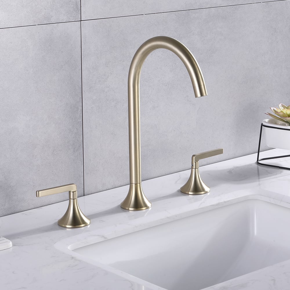 Aerated Spout 3-Hole Bathroom Basin Tap Stainless Steel window image