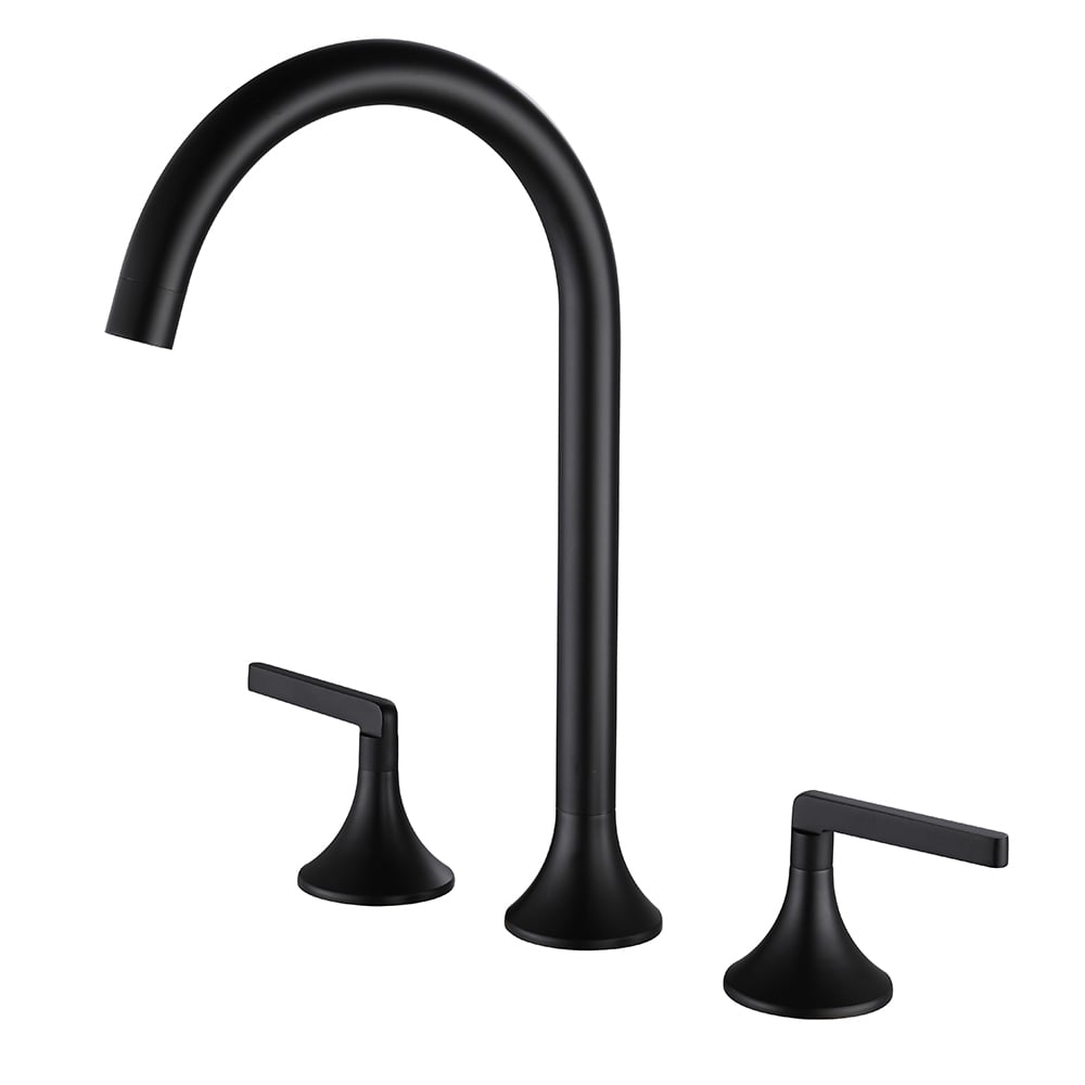 Aerated Spout Widespread Bathroom Sink Faucet Stainless Steel window image