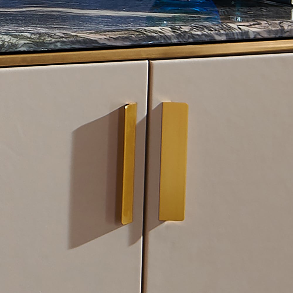 Table basse ovale moderne en cuir de marbre noir 1300 mm avec tiroirs de rangement image de fenêtre