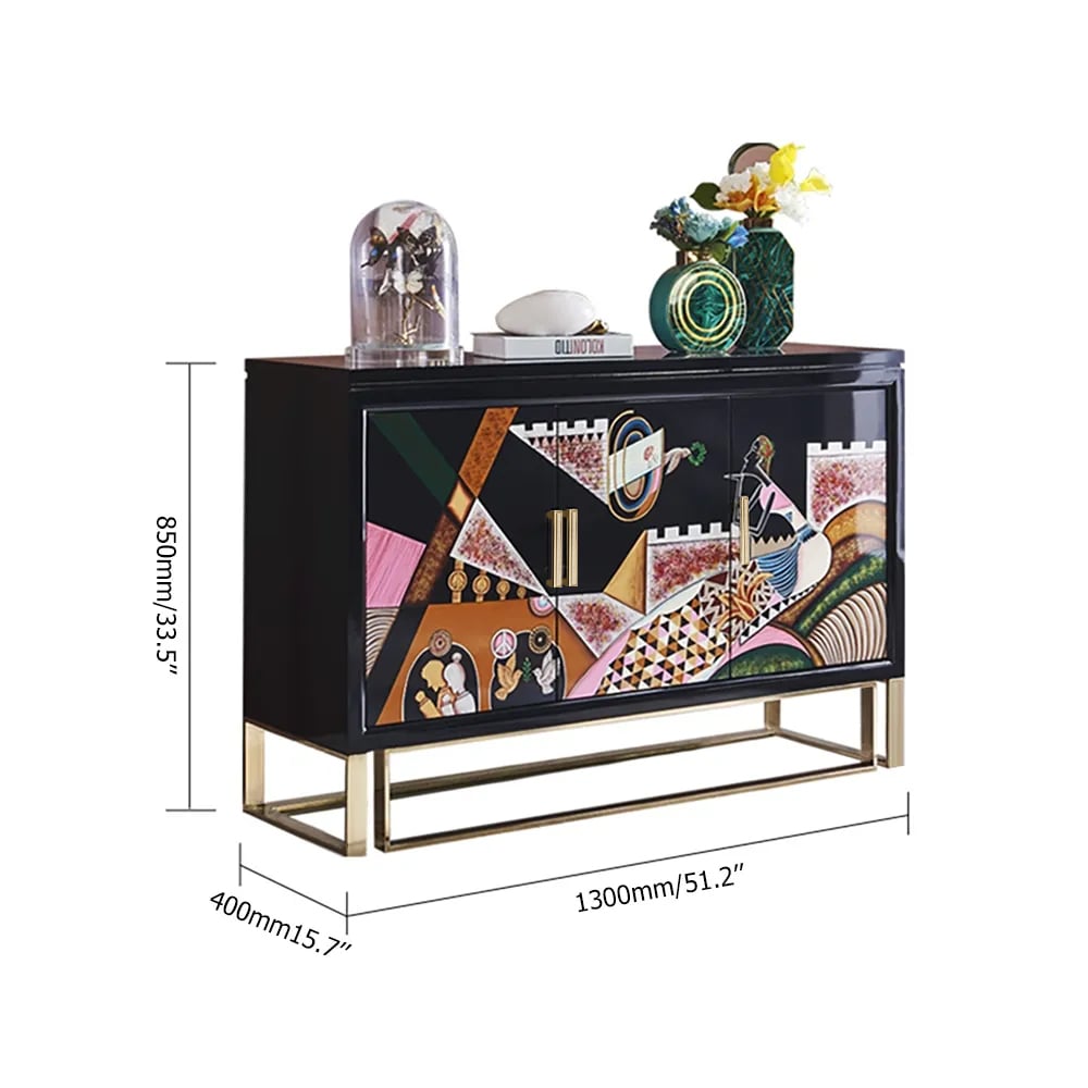 Modern Black Storage Shoe Cabinet With 3 Doors Entryway Cabinet Hand-Painted window image