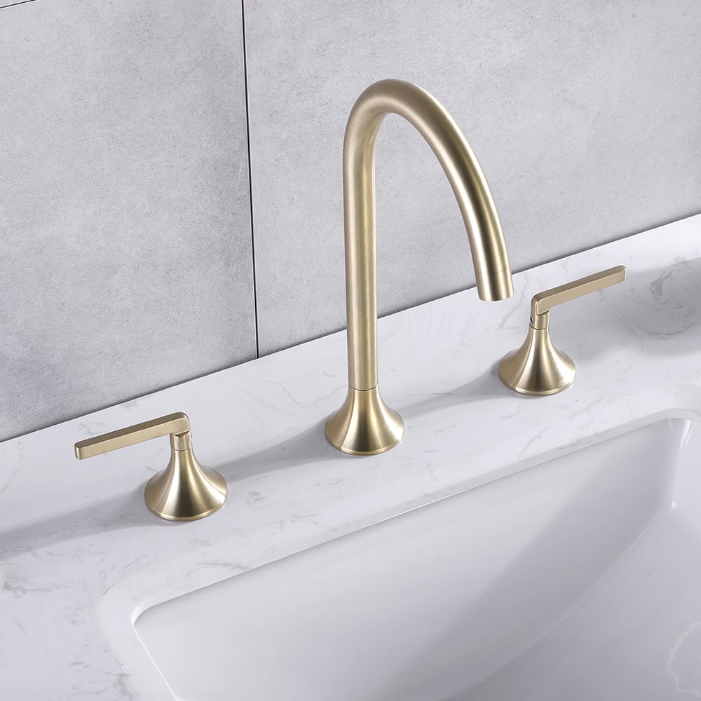 Aerated Spout 3-Hole Bathroom Basin Tap Stainless Steel window image