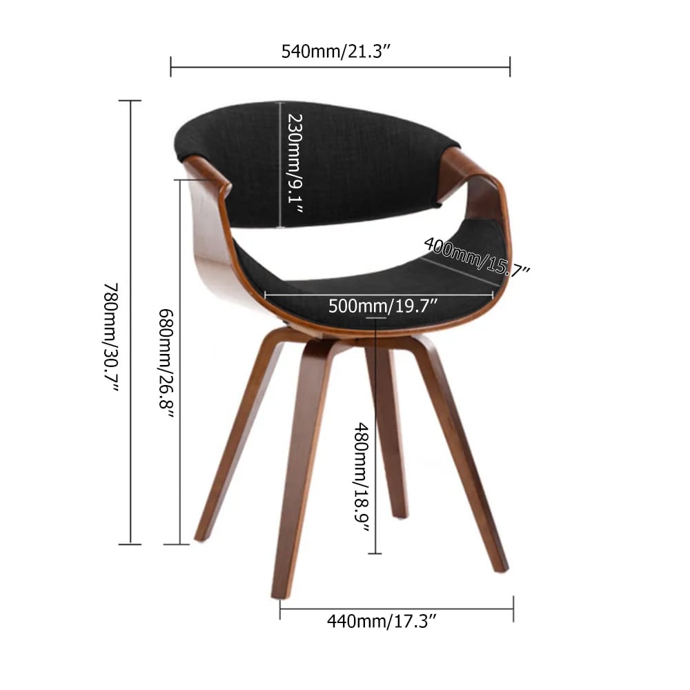 Modern Black Wood Chair Cotton & Linen Upholstered Dining Chair window image