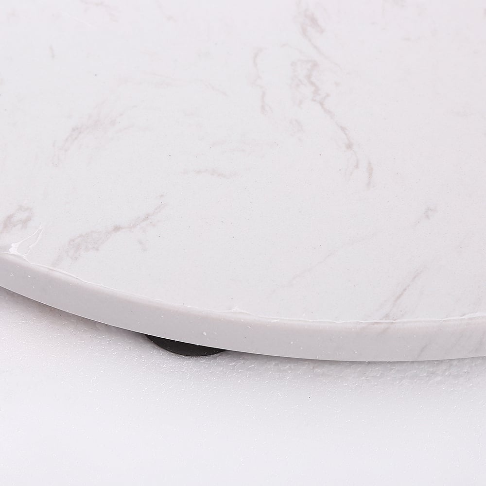 White Round End Table Modern Marble Top Side Table window image