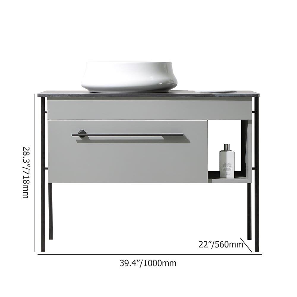Contemporary Freestanding Bathroom Vanity Sintered Stone Top with Counter Sink & Drawer window image