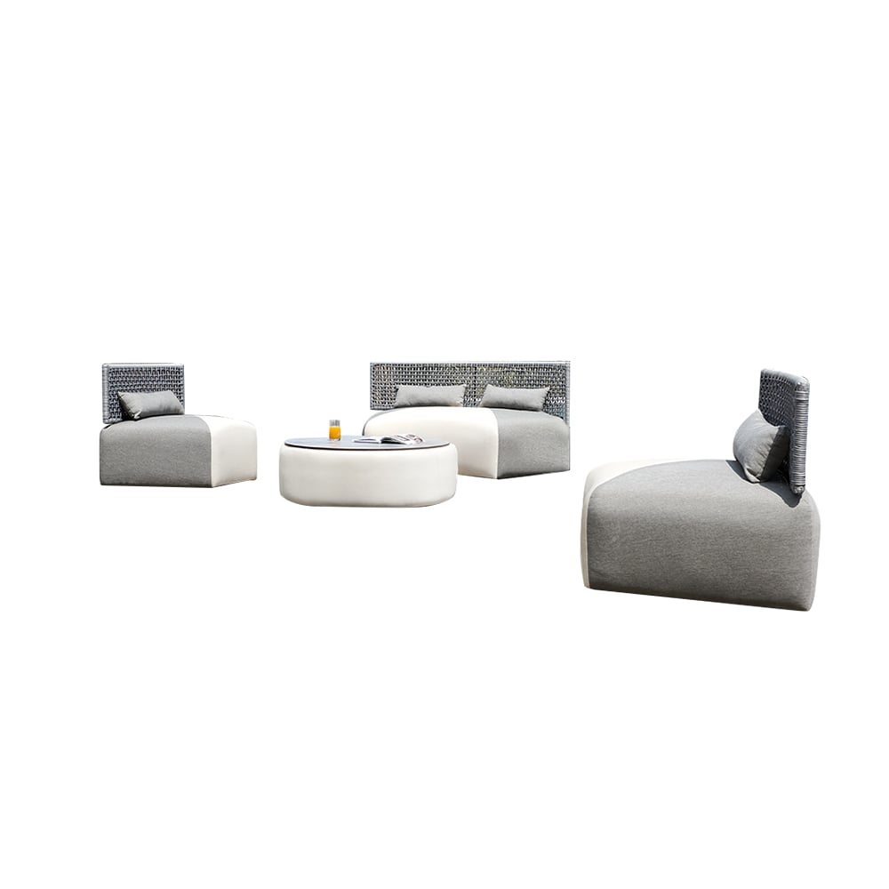 Outdoor Patio Sofa Set of 4 with Toss Pillow & Outdoor Coffee Table window image