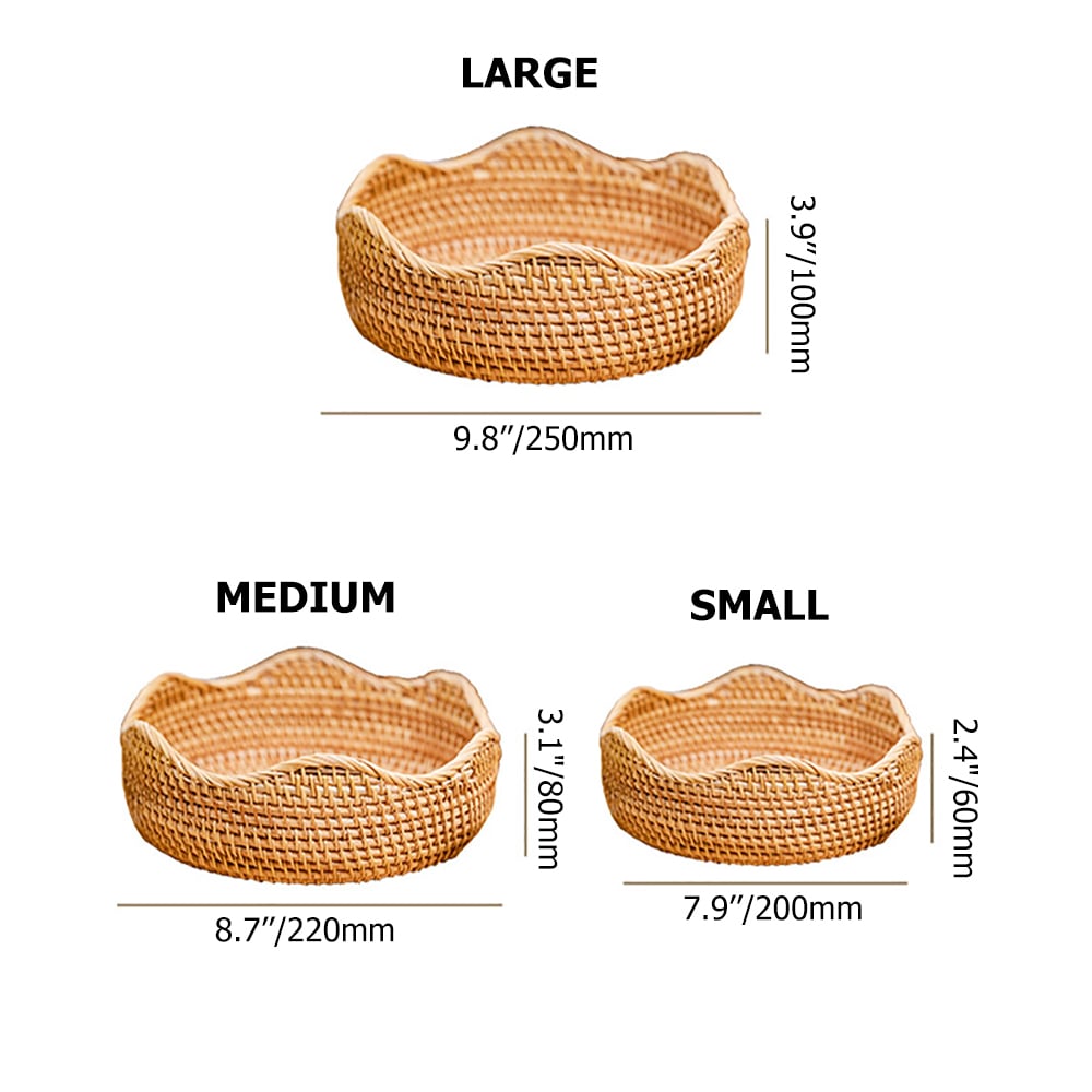 Rustic Fruit Bowl in Rattan Set of 3 window image