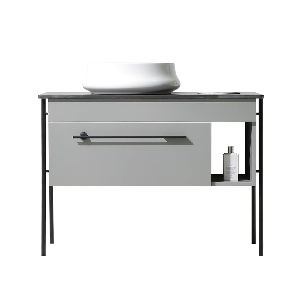 Contemporary Freestanding Bathroom Vanity Sintered Stone Top with Counter Sink & Drawer window image