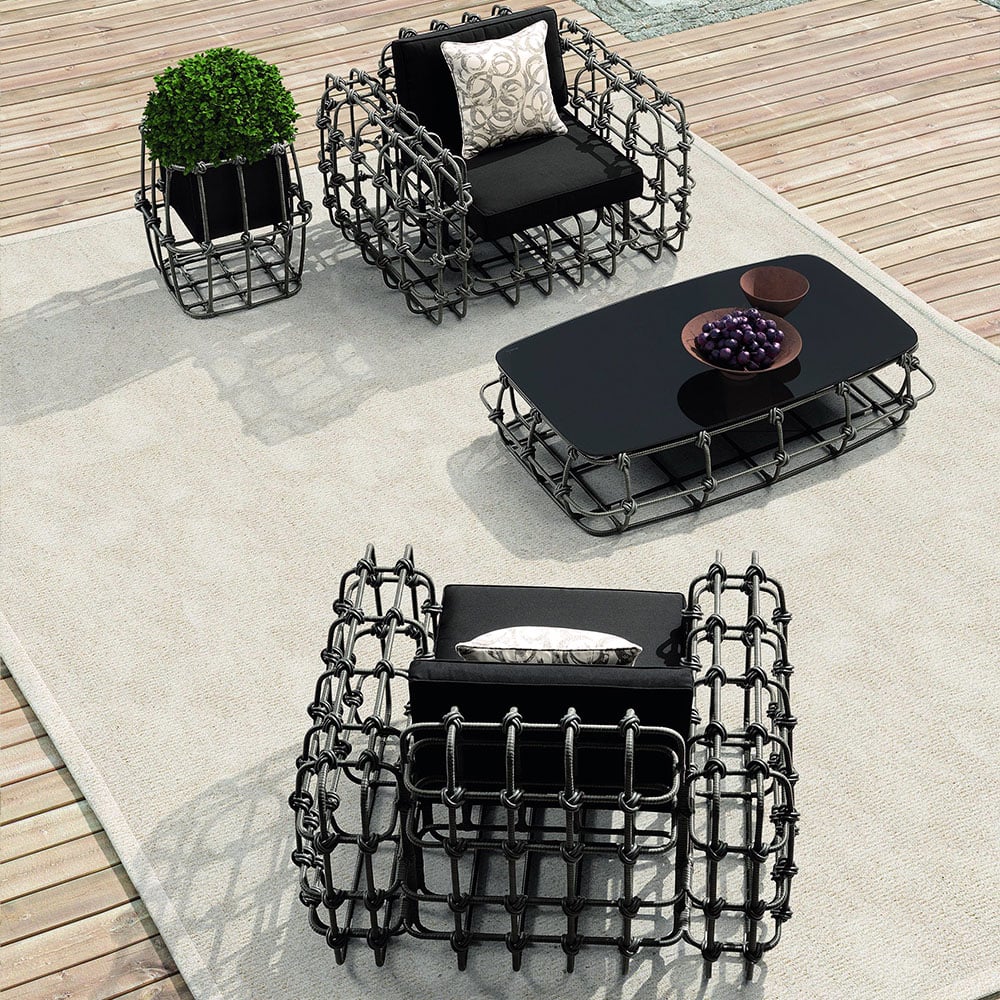 Industrial 6-Piece PE Rattan Outdoor Patio Conversation Set with Aluminium Frame window image