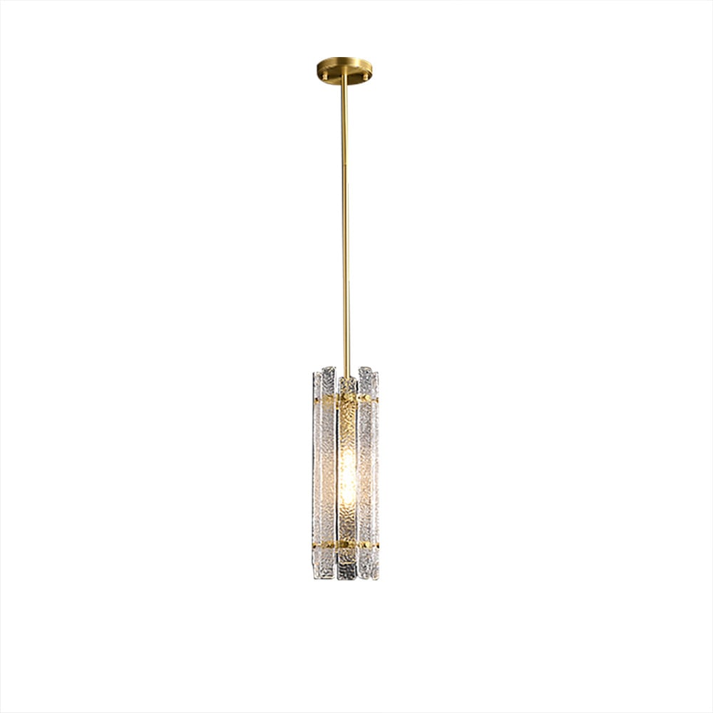 Modern 1-Light Water-ripple Glass Pendant Lighting in Brass Finish