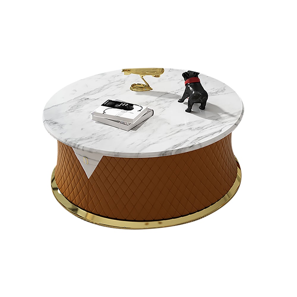 Orange & White Modern Light Luxury Marble Top Coffee Table window image