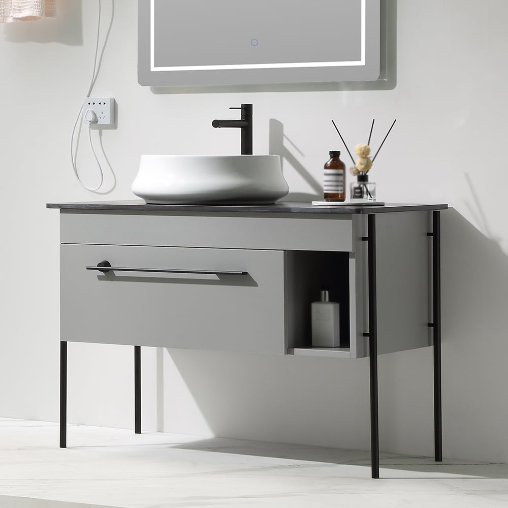 Contemporary Freestanding Bathroom Vanity Sintered Stone Top with Counter Sink & Drawer window image