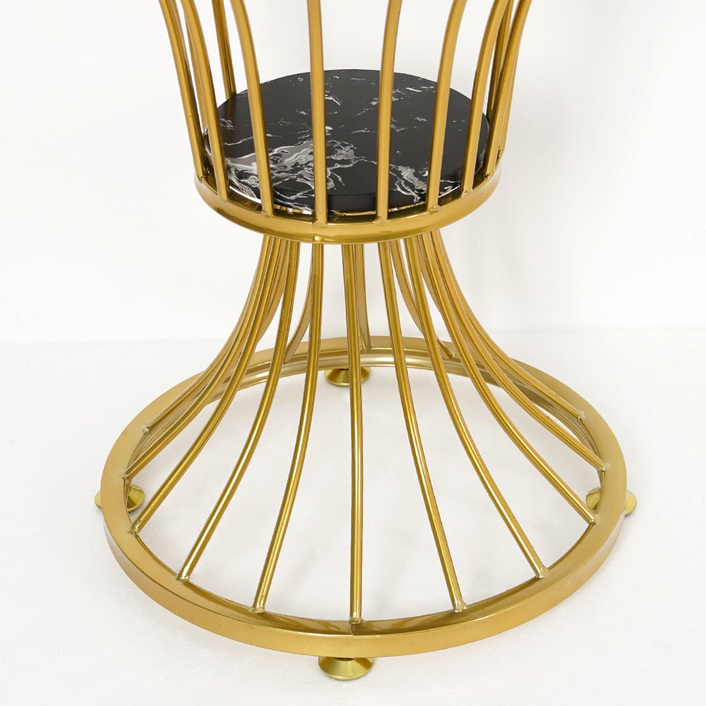 Black Round Faux Marble Side Table Spiral-Shaped End Table in Gold window image