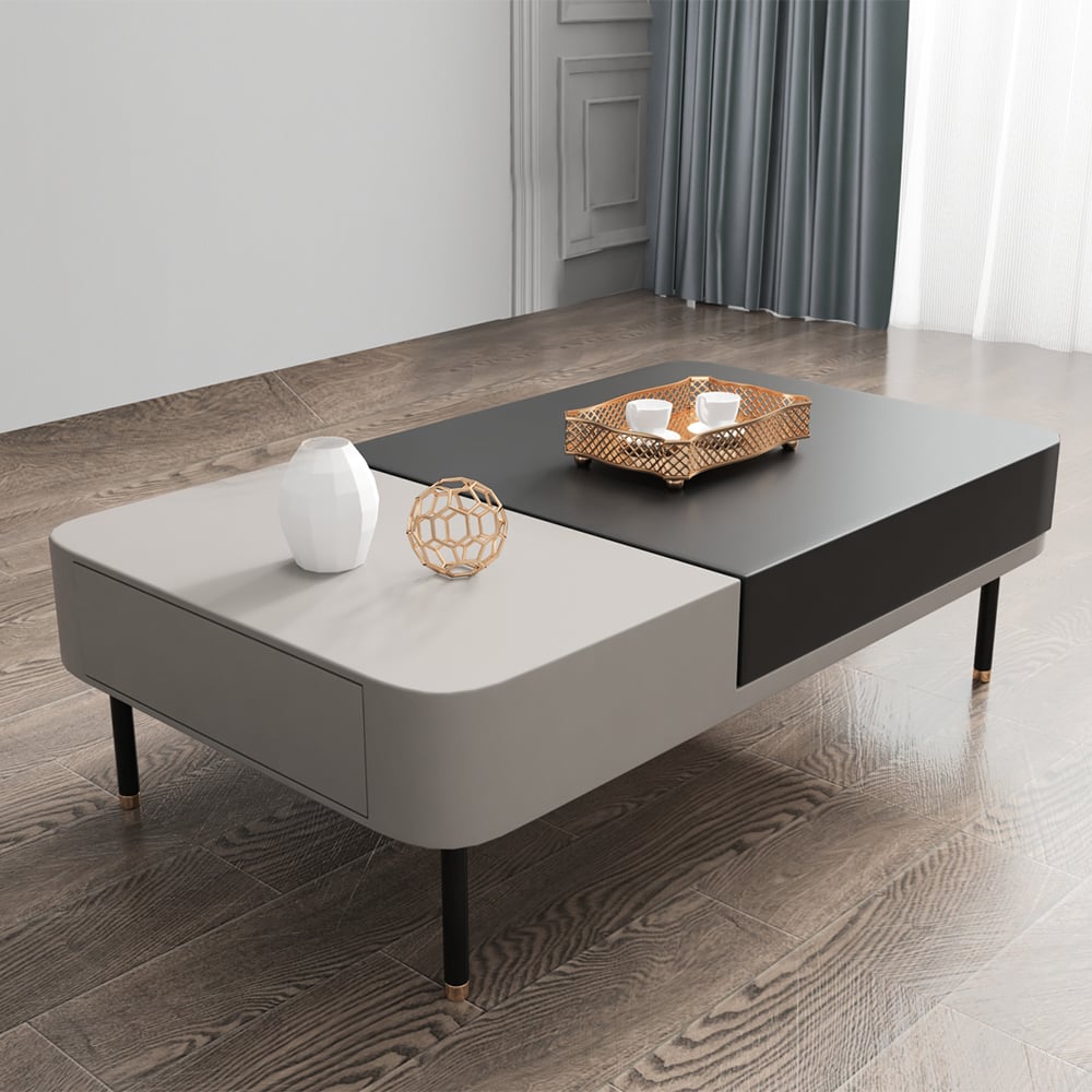 Modern Open Storage TV Stand & Coffee Table Set with Drawers window image