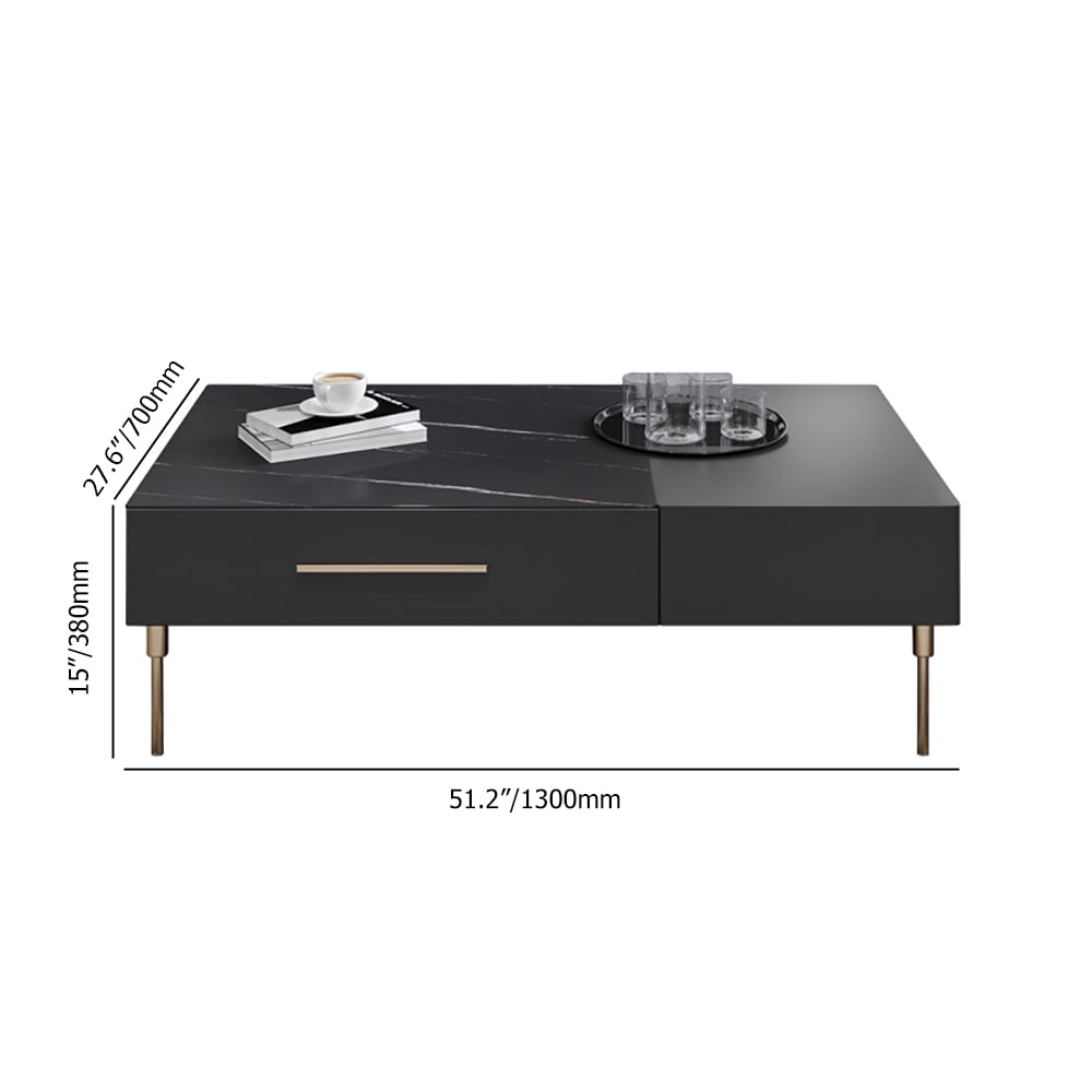 Rectangle Sintered Stone Top Coffee Table with 2 Large Drawers window image