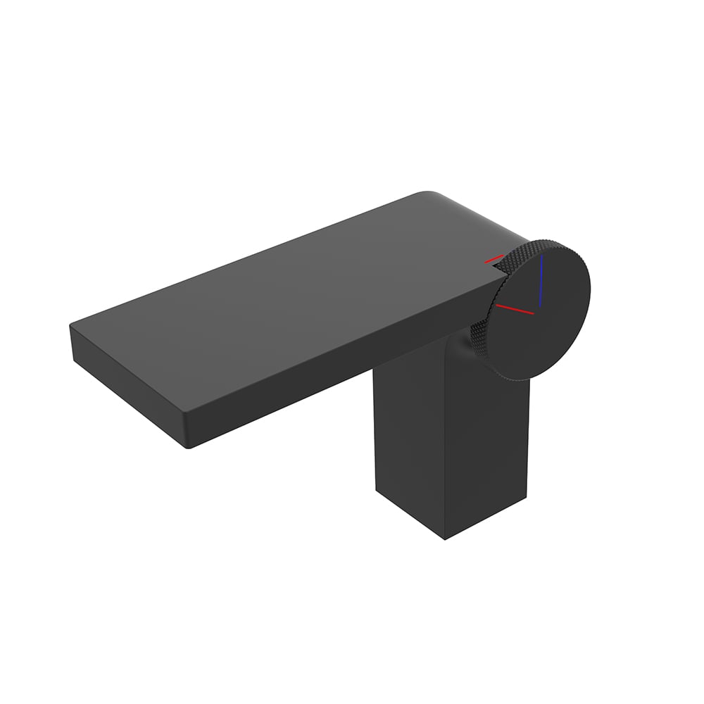 Geometric Single Hole Waterfall Bathroom Sink Faucet Solid Brass window image