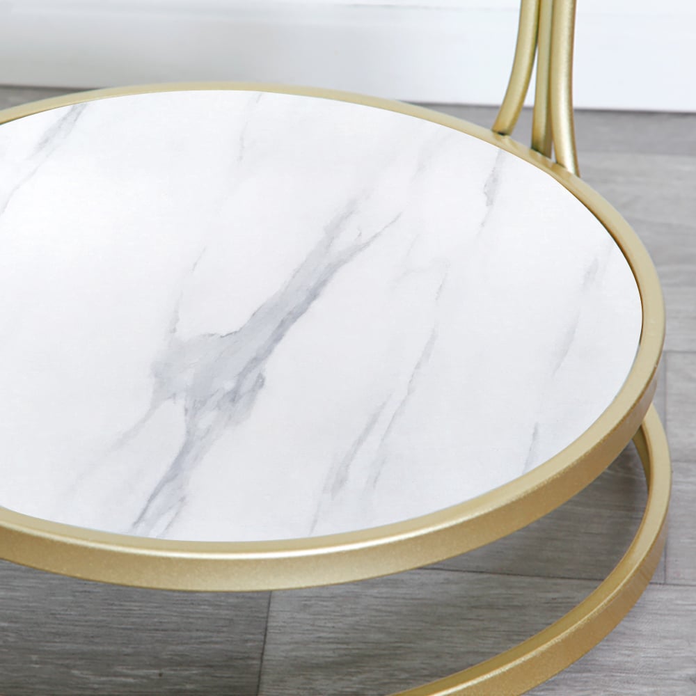 68.9'' Gold Modern Metal Coat Rack Freestanding Hanging with Marble ...