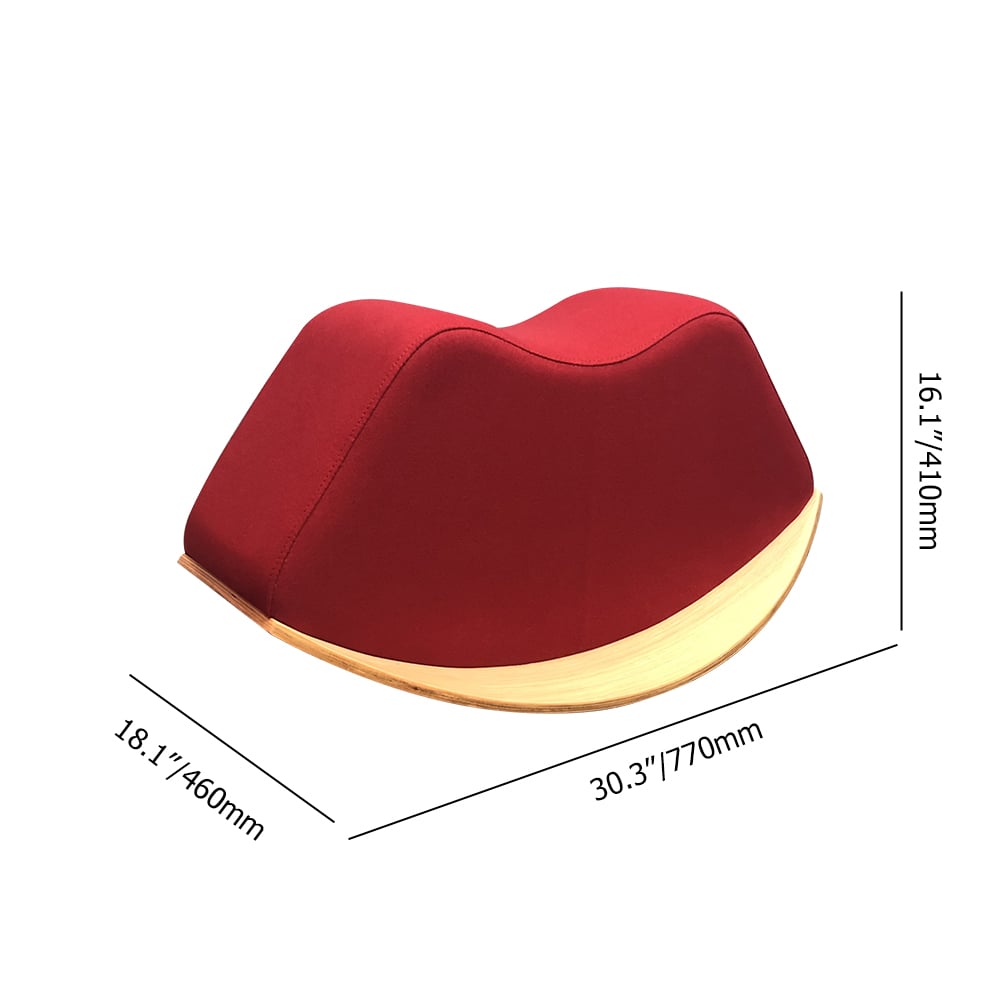 Repose-pieds à bascule en tissu rouge en forme de bouche avec base d'étagère large image de fenêtre