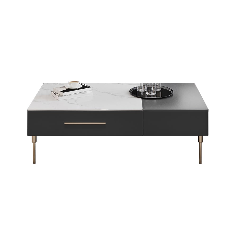 Rectangle Sintered Stone Top Coffee Table with 2 Large Drawers window image