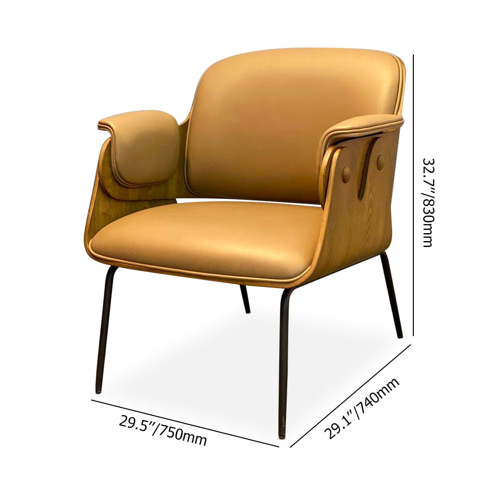 Mid-Century Khaki Microfiber Leather Accent Chair with Flared Arms window image