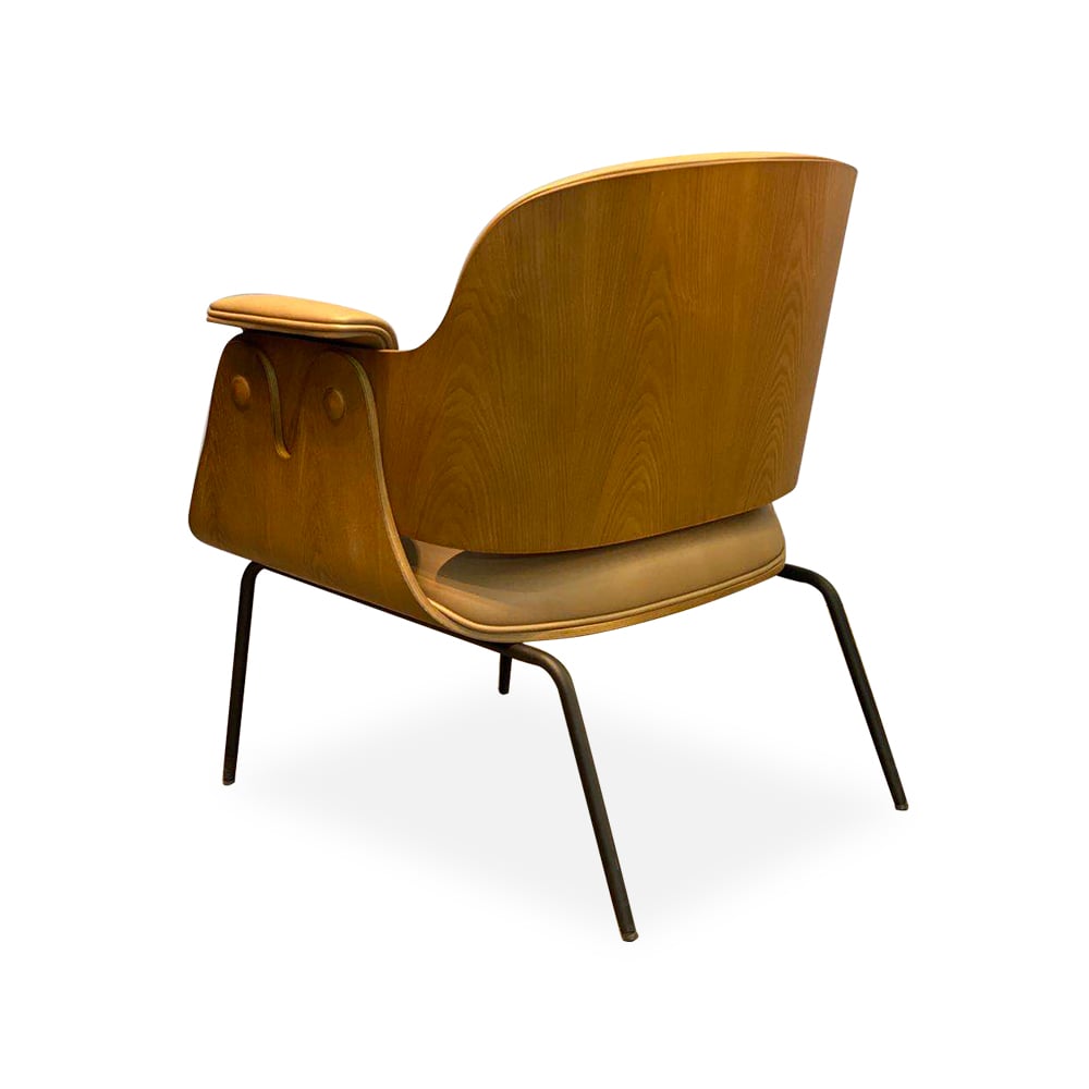 Mid-Century Khaki Microfiber Leather Accent Chair with Flared Arms window image