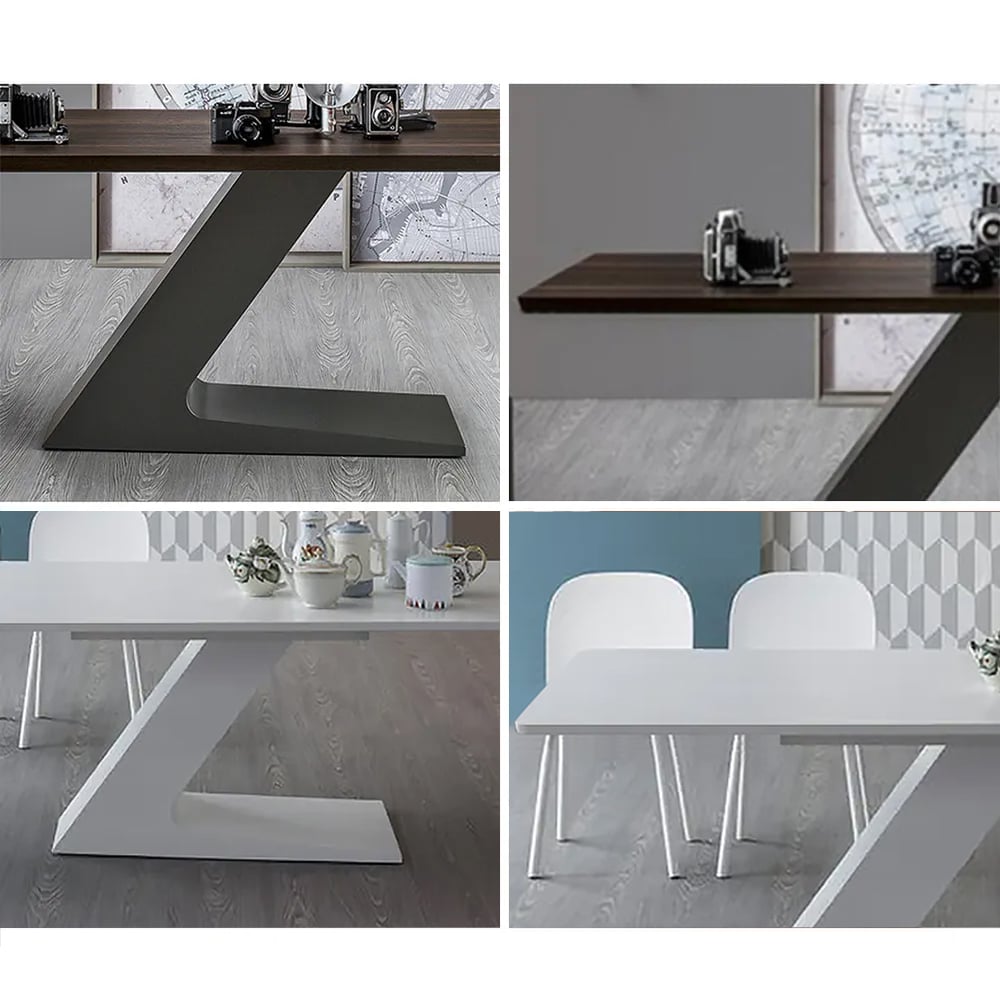 63" Rectangular Black Writing Desk Z-Shaped Office Desk window image