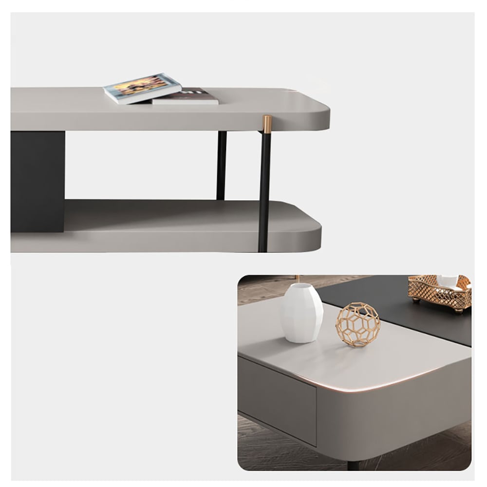 Modern Open Storage TV Stand & Coffee Table Set with Drawers window image