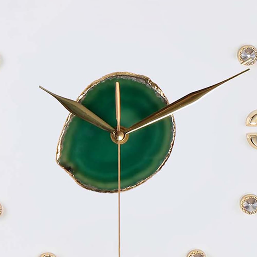 Modern Minimalism Geometric Overlapping Metal Wall Clock with Agate window image