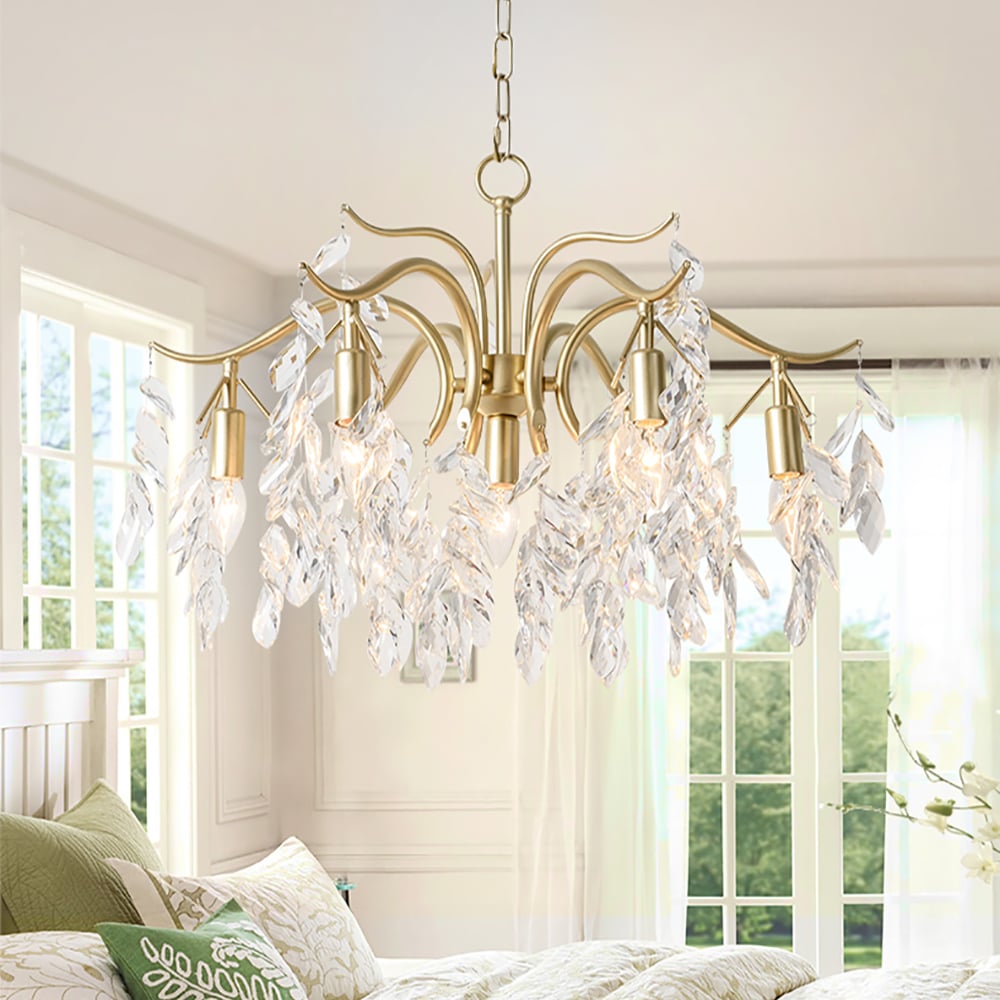 Modern 7-Light Crystal Tiered Chandelier in Champagne Gold window image