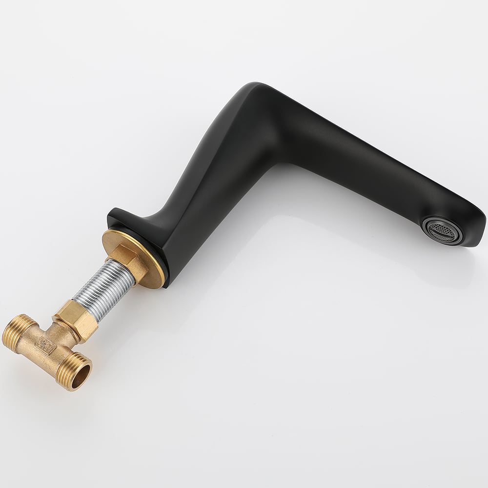 Modern Bathroom Widespread Sink Faucet Double Handle in Matte Black window image