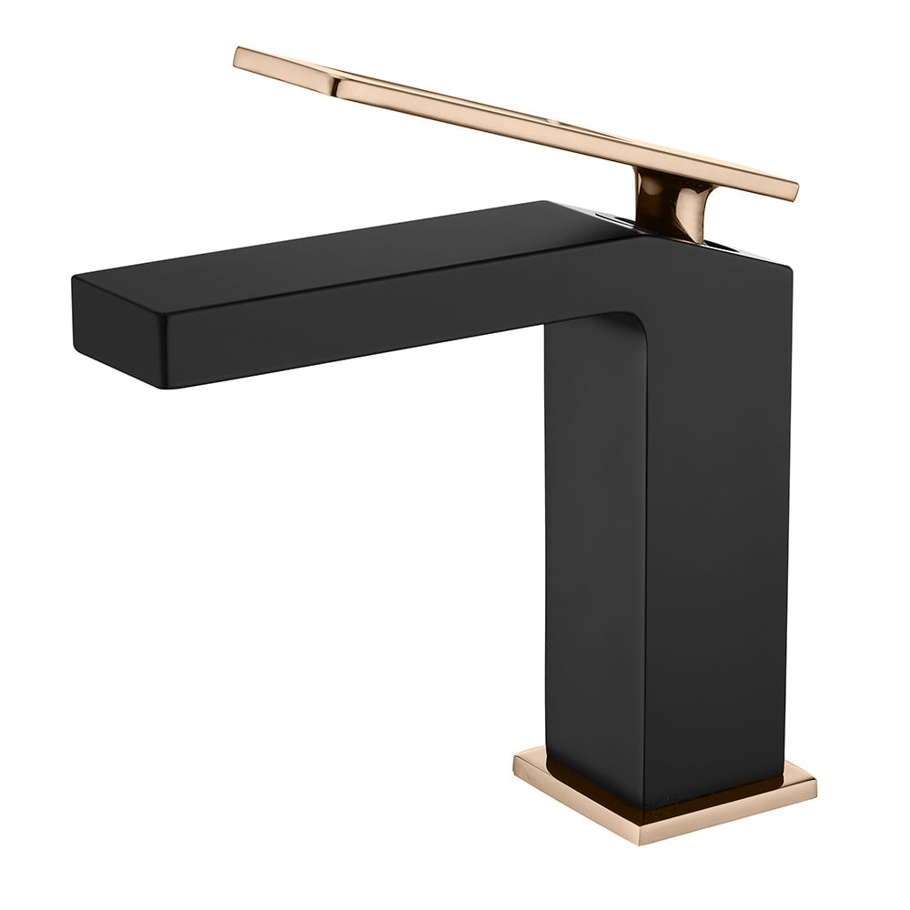 Rose Gold & Black Single Handle 1-Hole Sink Faucet Solid Brass window image