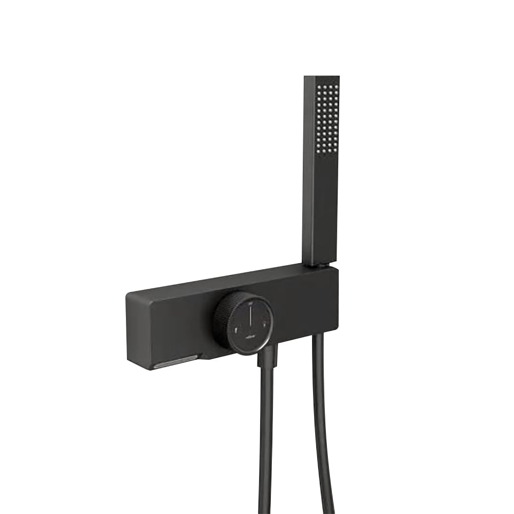 Wall-Mount Bath Waterfall Filler Tap with Handshower in Gunmetal Grey window image