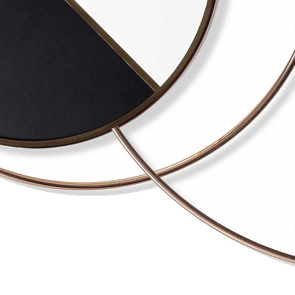 Modern Minimalism Geometric Overlapping Metal Wall Clock with Agate window image