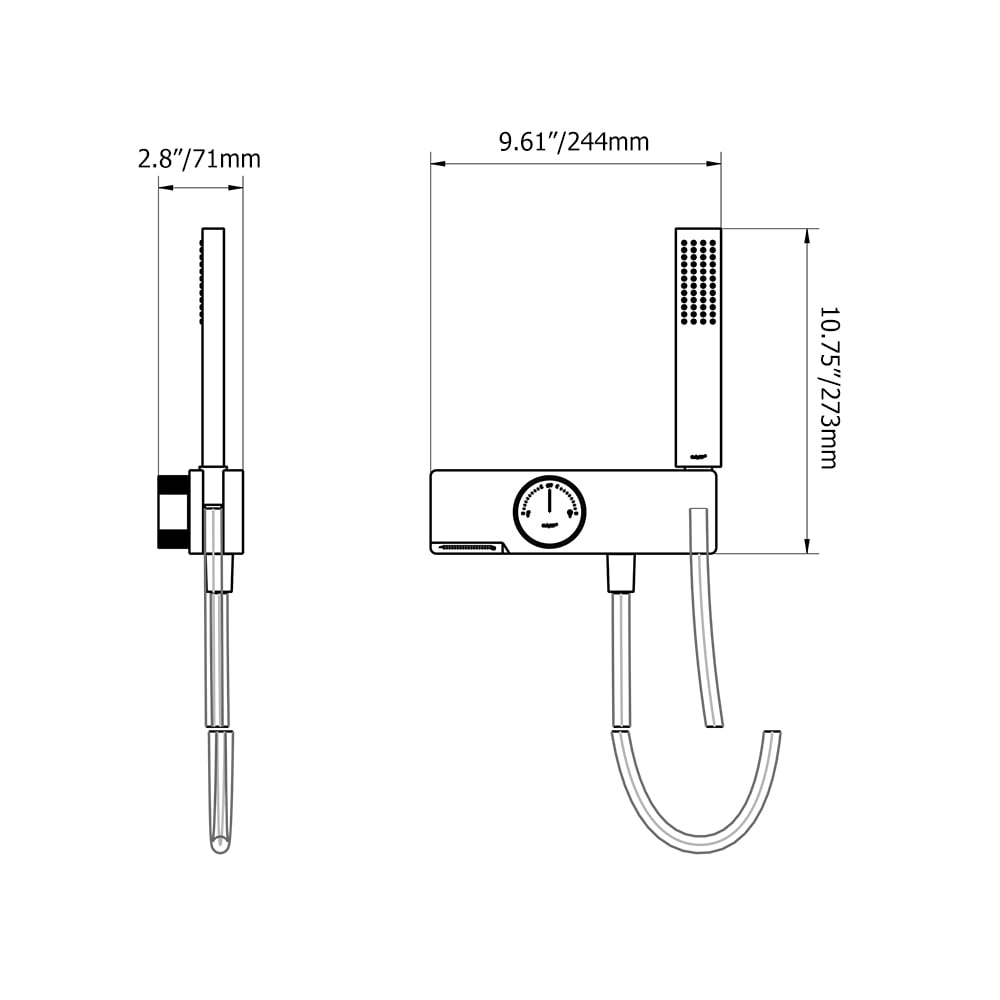 Wall-Mount Bath Waterfall Filler Tap with Handshower in Gunmetal Grey window image