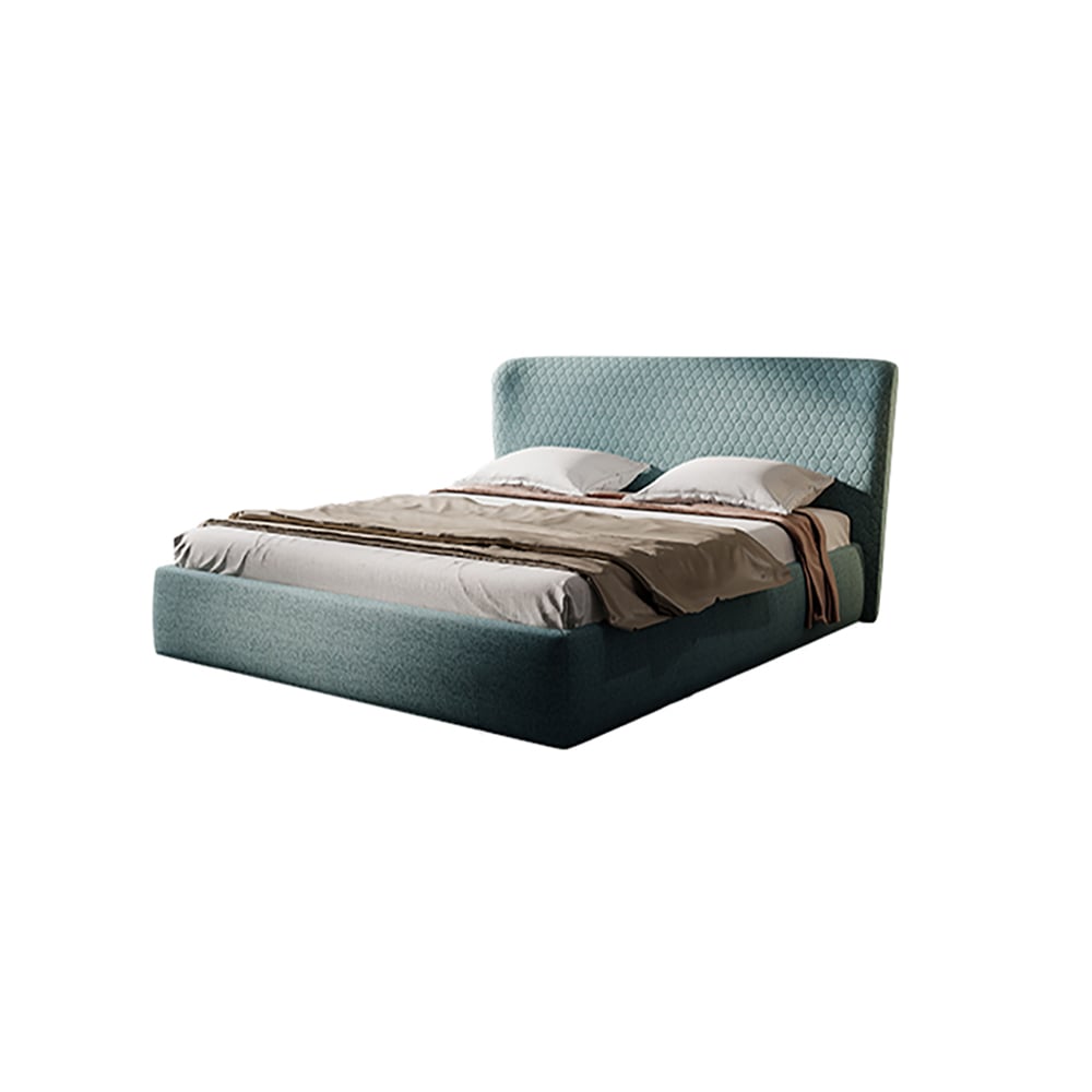 Pine Wood and Carbon Steel Modern Upholstered Platform Bed