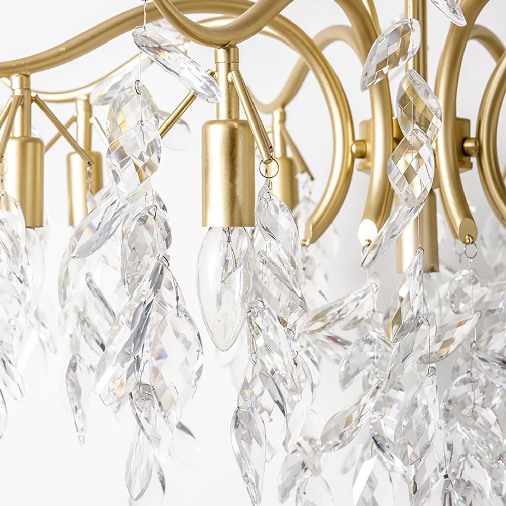 Modern 7-Light Crystal Tiered Chandelier in Champagne Gold window image