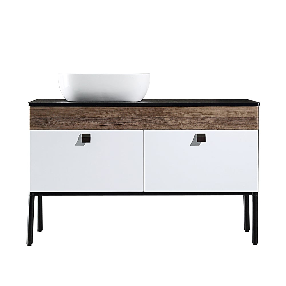 1200mm Modern White & Walnut Freestanding Bathroom Vanities Ceramic Basin with Drawers window image