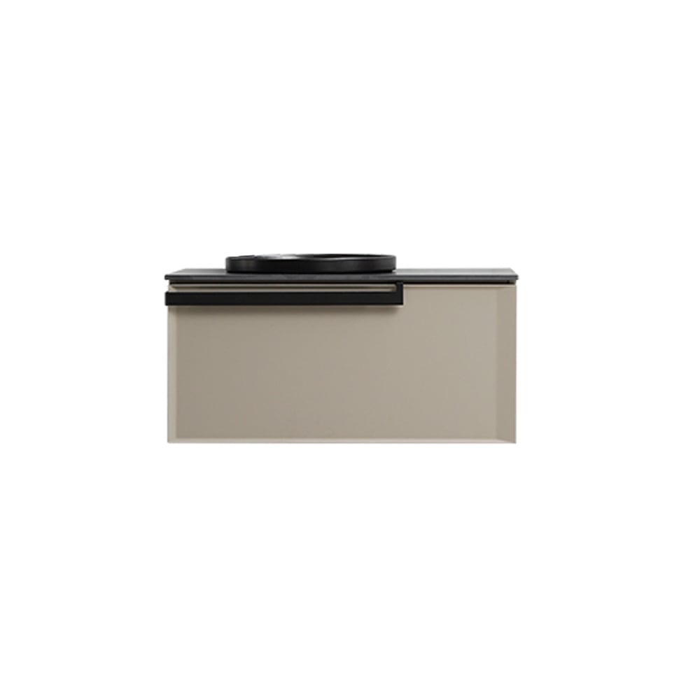 800mm Meuble-lavabo Vanité de Salle de Bain Murale Minimalism Beige avec Lavabo en Céramique image de fenêtre