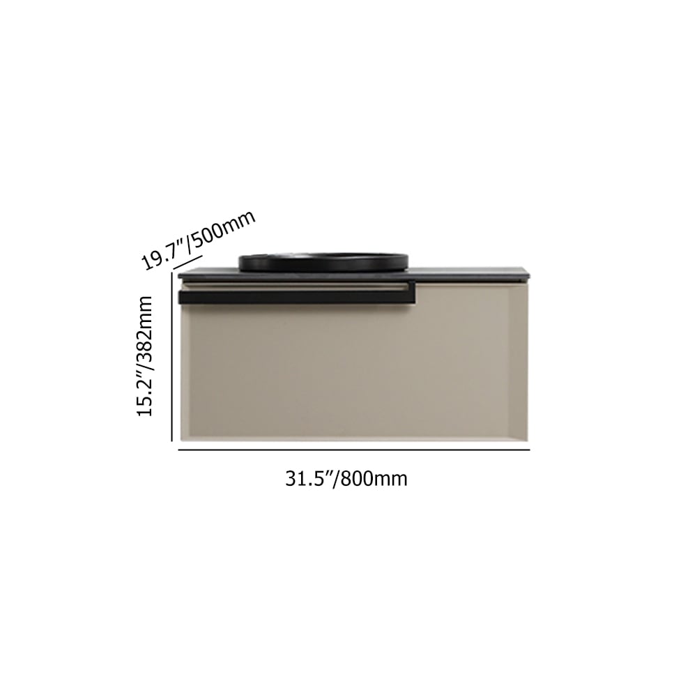 800mm Meuble-lavabo Vanité de Salle de Bain Murale Minimalism Beige avec Lavabo en Céramique Poids, dimensions, image