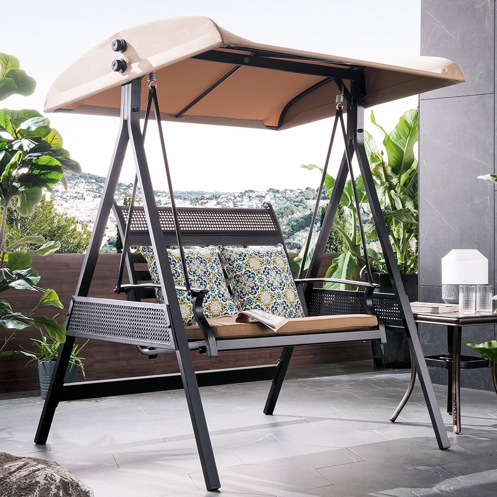 Aluminum Outdoor Hanging Chair Sofa with Awning window image