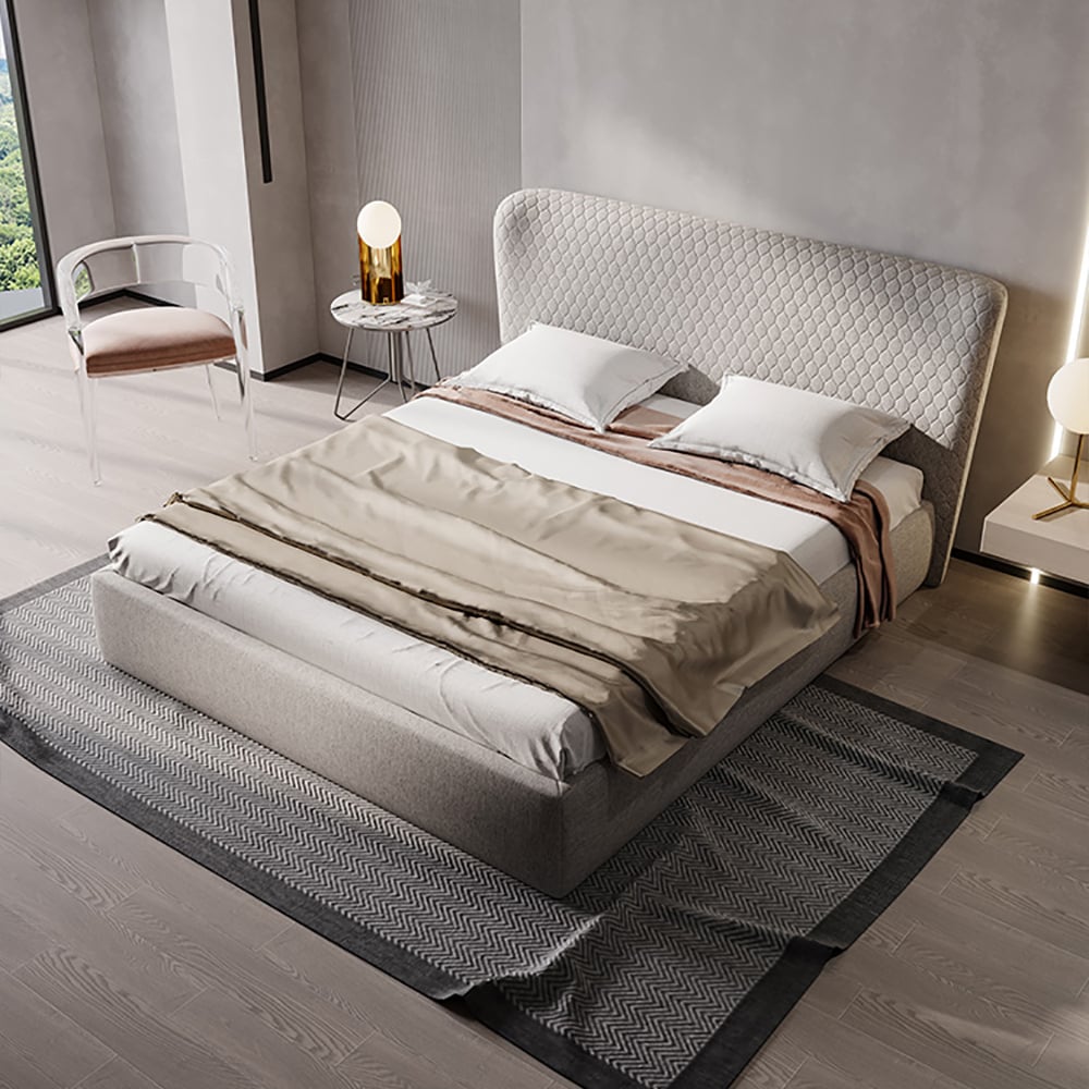 Plate-forme rembourrée moderne en bois de pin et acier au carbone image de fenêtre