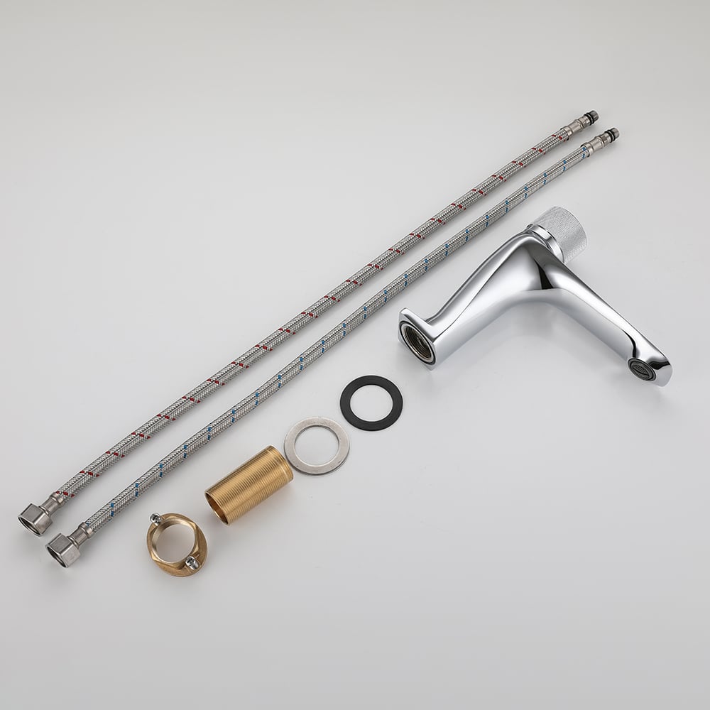 Switch Top Monobloc Basin Tap Single Handle Bathroom Mixer Tap with Press Button window image