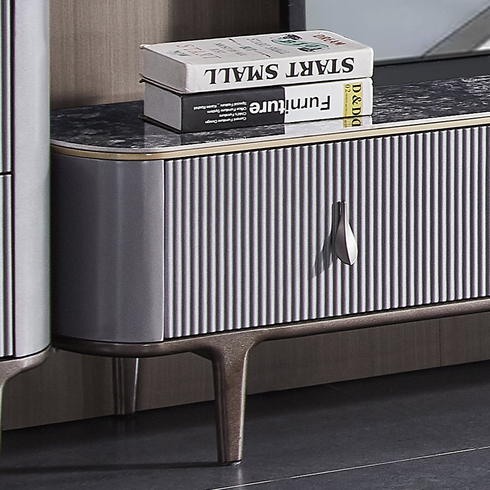 Contemporary Grey Rectangular TV Stand with Storage for TVs Up To 85" window image