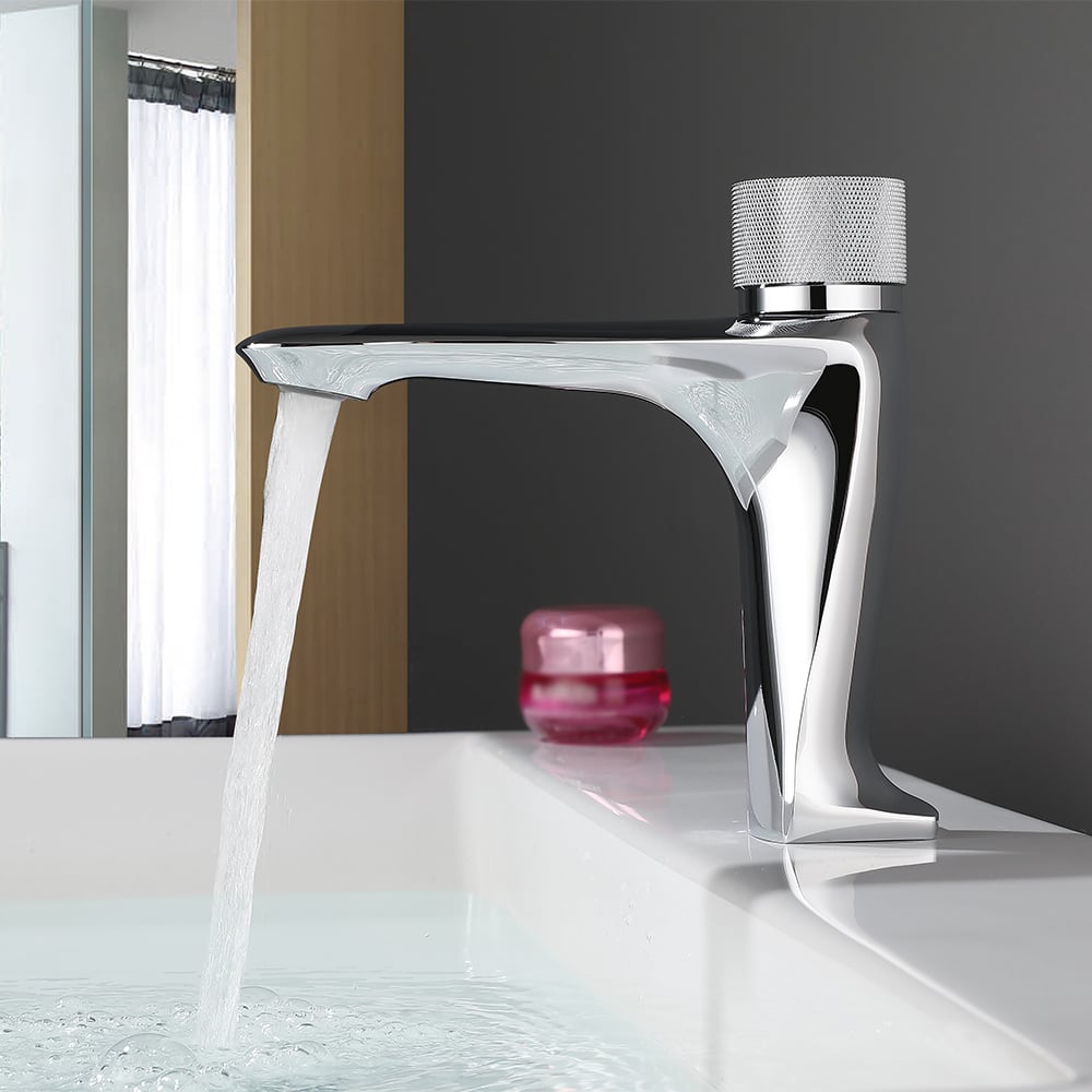 Switch Top Monobloc Basin Tap Single Handle Bathroom Mixer Tap with Press Button window image